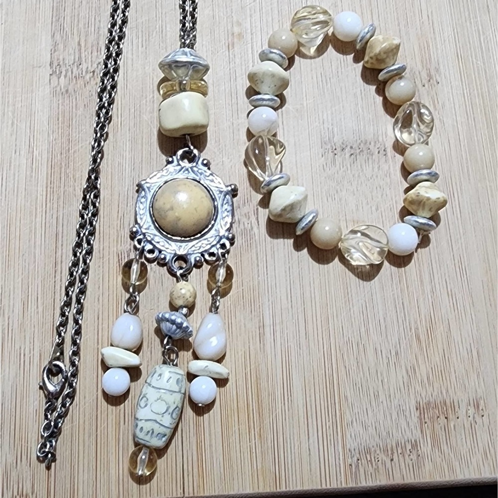Treska necklace beaded tassel necklace and beaded stretch bracelet